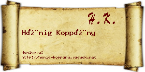 Hönig Koppány névjegykártya